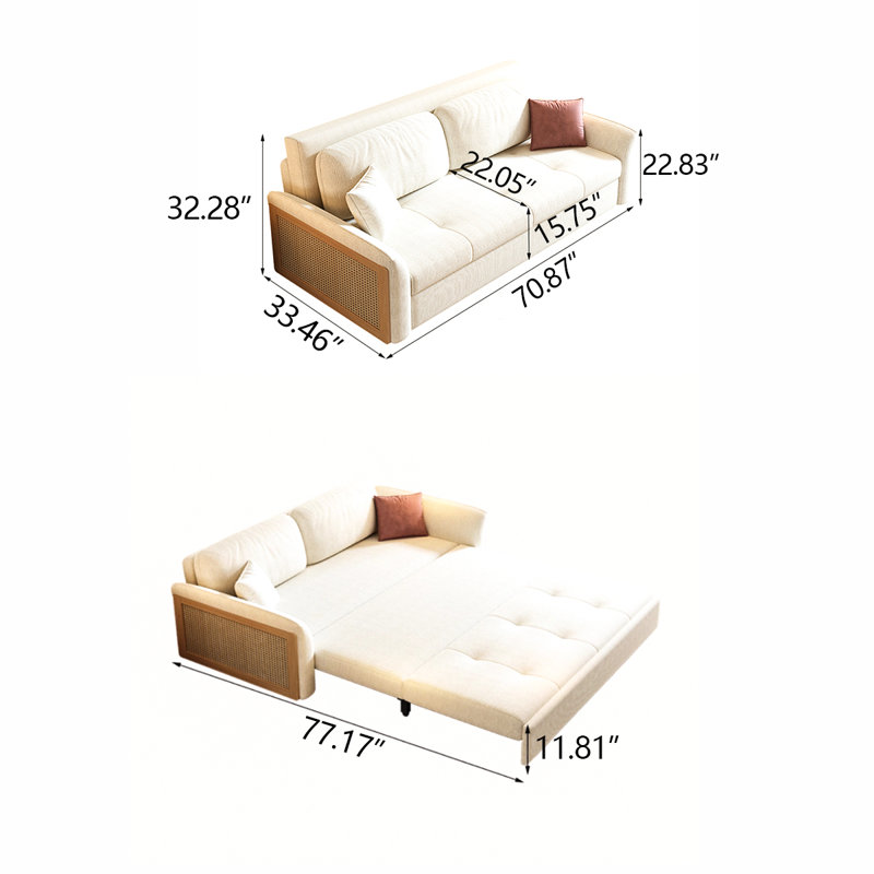 Canapé-lit 82,68 po, Chenille blanche