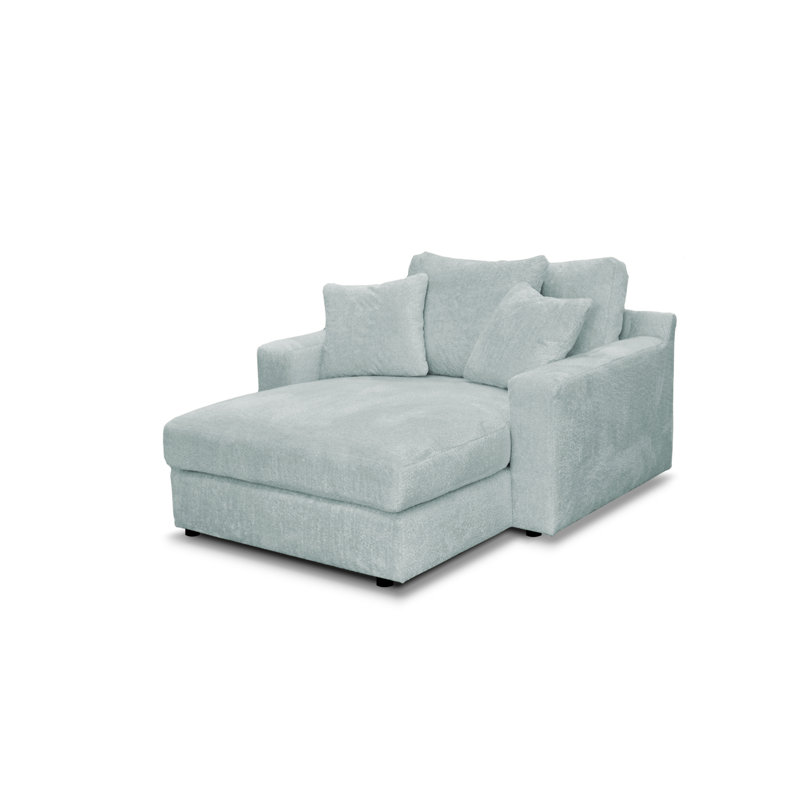 Caegan Upholstered Chaise Lounge, Sky Boucle