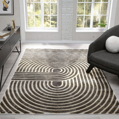 Tapis contemporain gris à motif géométrique MDA Rugs Kent Collection