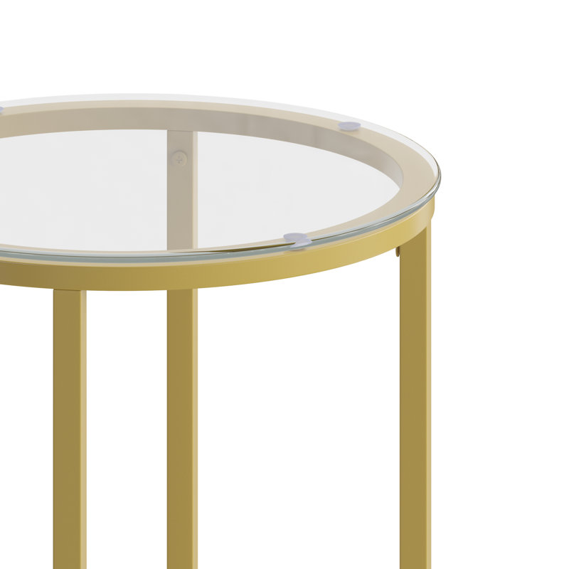 Table de bout Hampstead Collection - Table d'appoint moderne en stratifié avec structure entrecroisée, Transparent, Or brossé