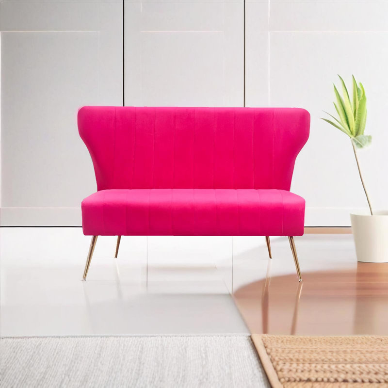 Vardell Fabric 48'' Reception Loveseat, Fuschsia