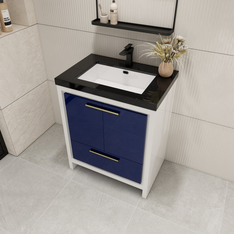 Enochville 30" Single Bathroom Vanity Set, High Gloss Night Blue