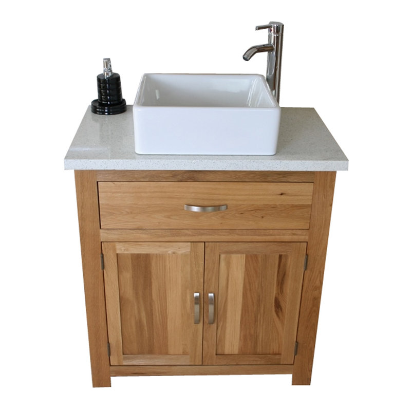 Lizeth 750mm Single Bathroom Vanity with Vessel Ceramic Basin, White