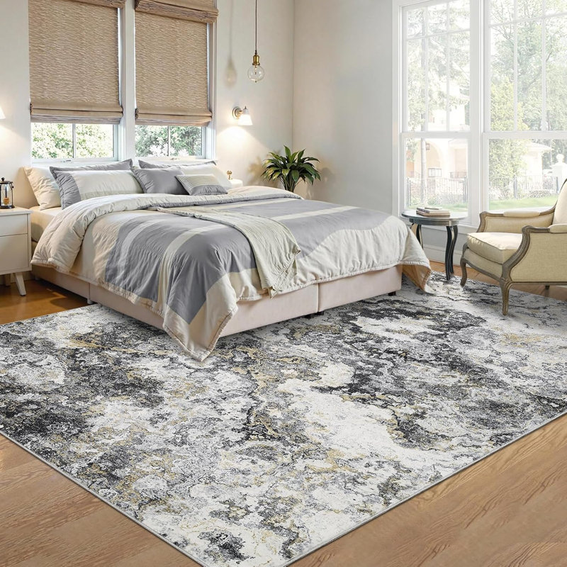 2x6 Washable Brown Runner Rug, Abstract Non-Slip, Soft Low Pile for Kitchen, Hallway, Bathroom, Laundry, Indoor Accent Carpet.