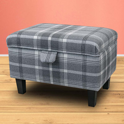 50.8cm Wide Rectangle Plaid Footstool Ottoman with Storage