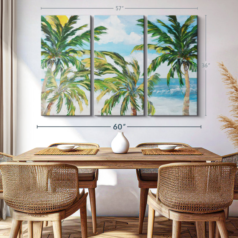 «Tropical Trees Paradise», impression sur toile tendue 3 pièces, H 36 po x l 57 po x P 1,25 po