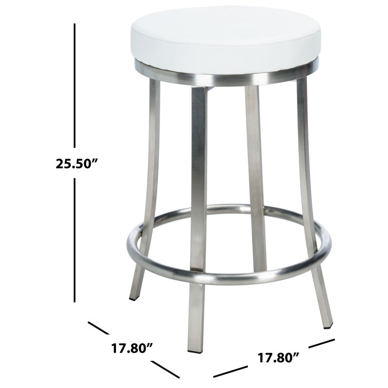 Batish Swivel Upholstered Counter Stool with Metal Frame, White