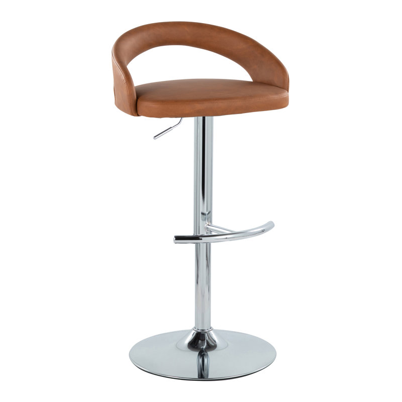 Tabouret de bar Laurenzio, Chameau / similicuir, Chrome chrome
