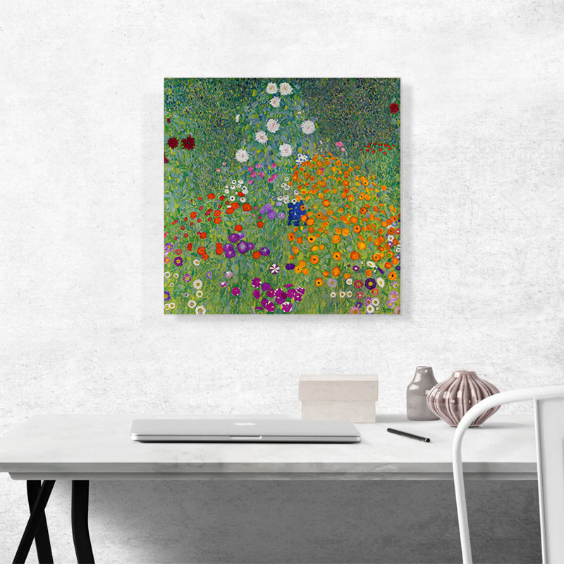«Flower Garden 1907» par Gustav Klimt - reproduction d'art sur toile tendue, H 18 po x l 18 po x P 0,75 po