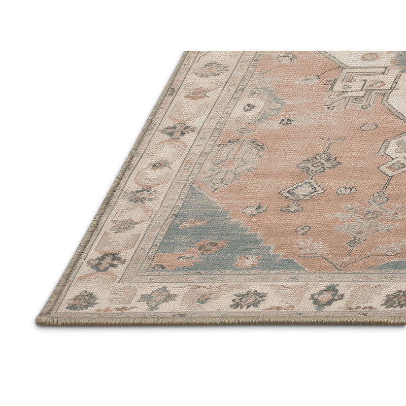 Tapis beige lavable à la machine Afyon, Carré 7 pi