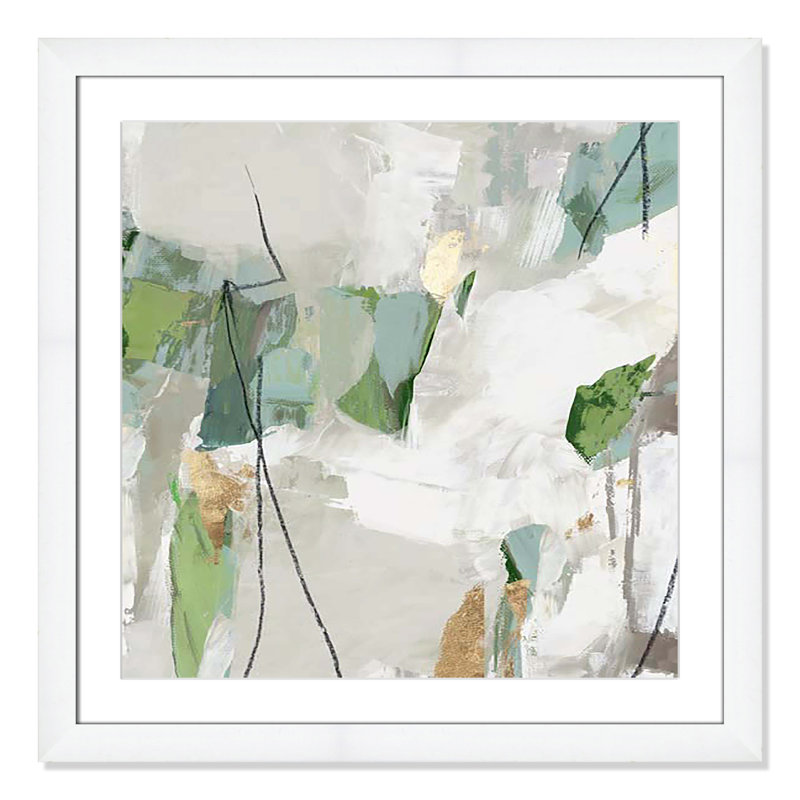 «Enchanted Emerald I» par Tom Reeves, Encadrement cubique blanc, H 29 po x l 29 po x P 1,25 po