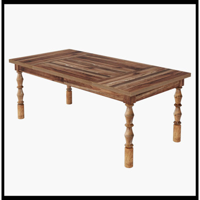 Table de salle à manger rectangulaire, table de cuisine 62 po avec pieds tournés sculptés pour 4 à 6 personnes