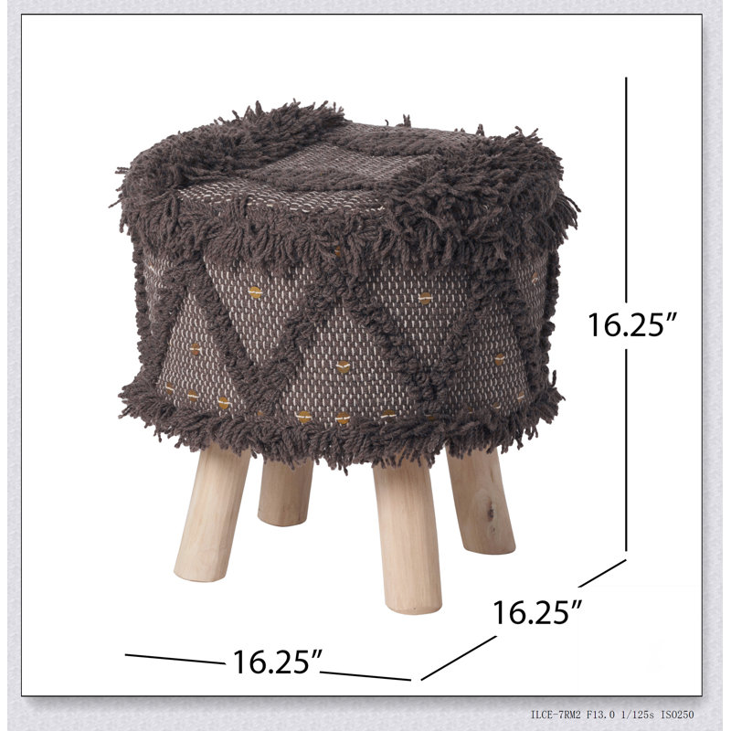 Repose-pieds rectangulaire rembourré en laine