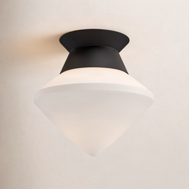 Glass Flush Mount, Matte Black