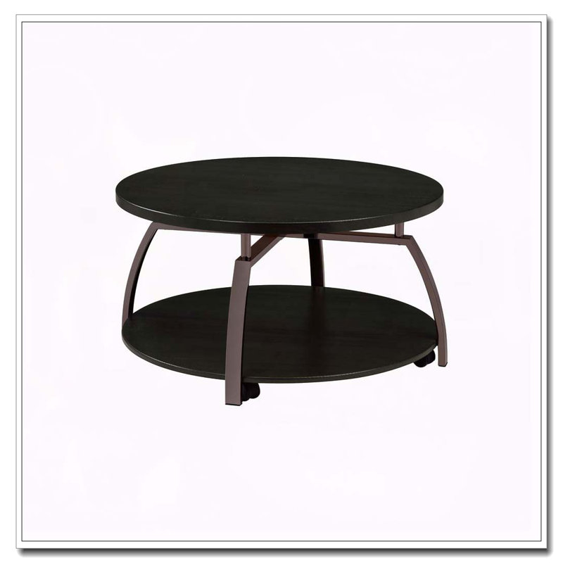 Table basse ronde gris foncé et nickel noir