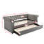 Lit de jour simple moderne avec couchette coulissante en tissu doux gris intégré-1091568451