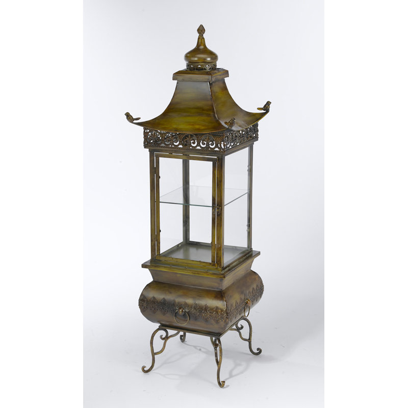 Armoire Pagoda avec tablette en verre, Vert antique