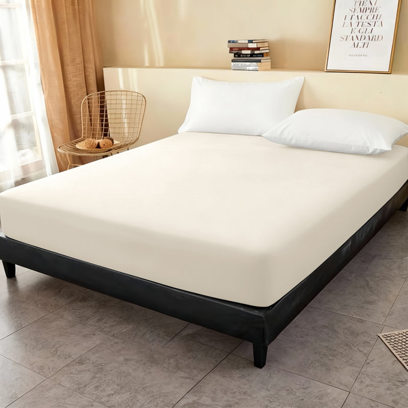 Super Soft Microfiber Fitted Sheet – 25cm Deep Pocket, Brushed Finish, Cream, Single (3')