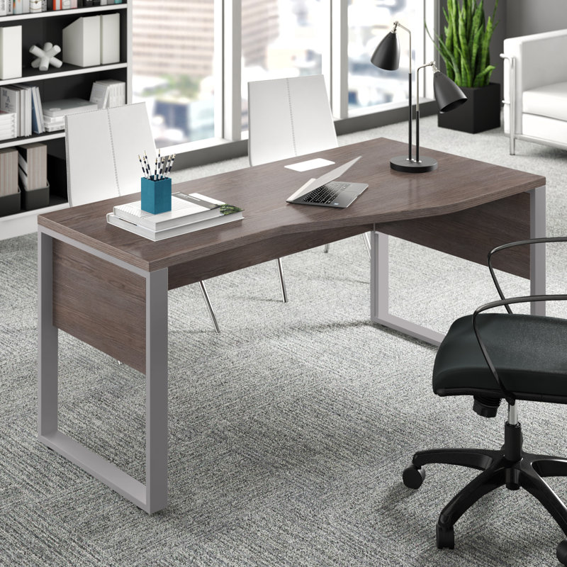 Bureau Maysey avec prises intégrées, Retour à droite, Espresso / Argent