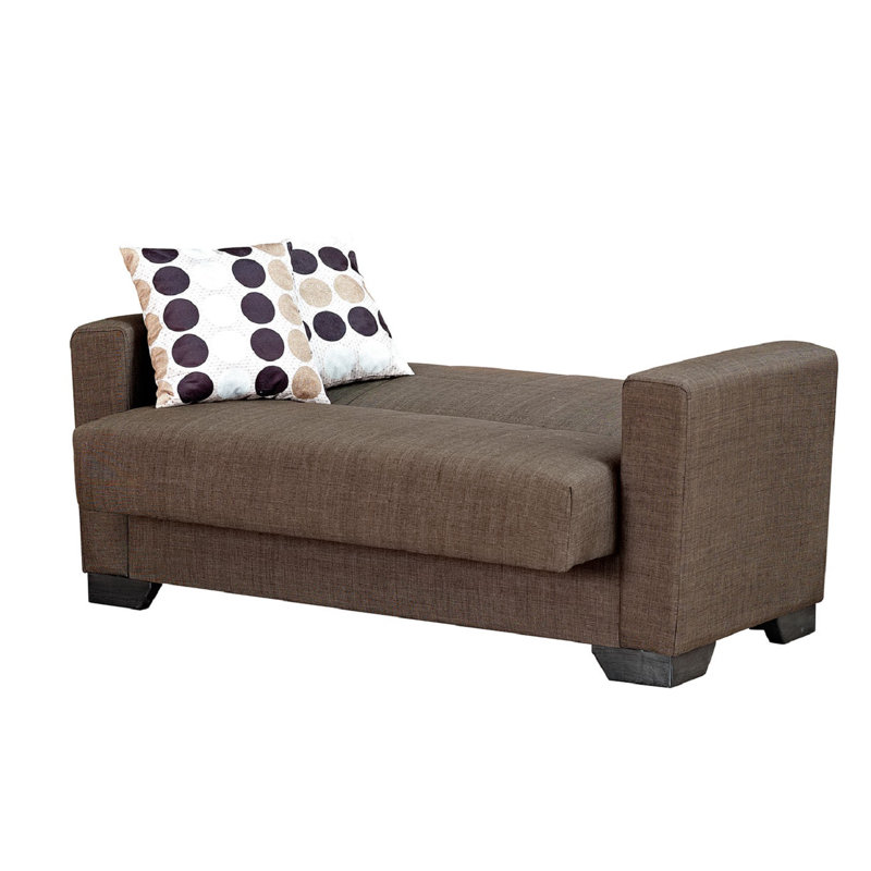 Canapé-lit à accoudoirs carrés 63 po Tansu, Polyester brun