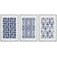 Carré bleu géométrique et formes abstraites à motifs abstraits, art bohémien bleu marine, 3 pièces-94434245-94434246-119461119