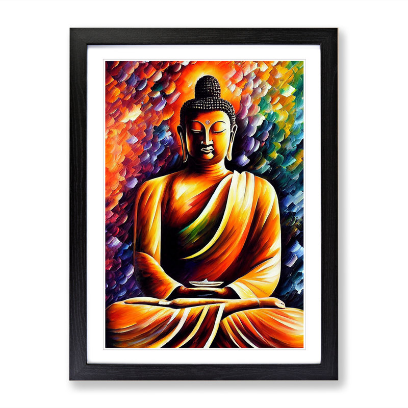 View Of Buddha No.2 - Wall Art, Black Picture Frame, 48cm H x 36cm W, White