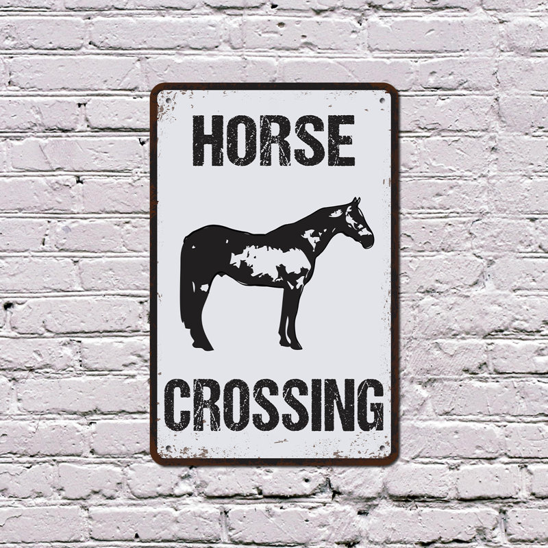 Plaque en plastique patiné 11 po x 17 po Horse Crossing
