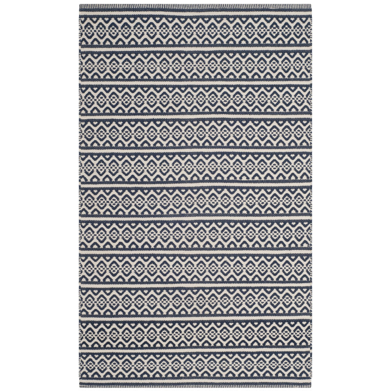 Melaina Hand Woven Cotton Striped Rug, Rectangle 3' x 5'