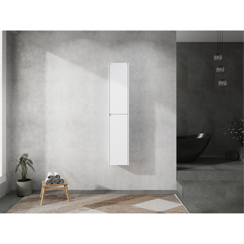 Armoire de salle de bain latérale, 2 portes à fermeture douce, conception à fixation flottante, (emballage KD), Blanc