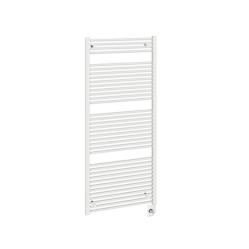 Chauffe-serviettes électrique câblé 29,5 po x 66,5 po - blanc brillant, rempli de liquide, comprend un interrupteur intelligent programmable, garantie à vie