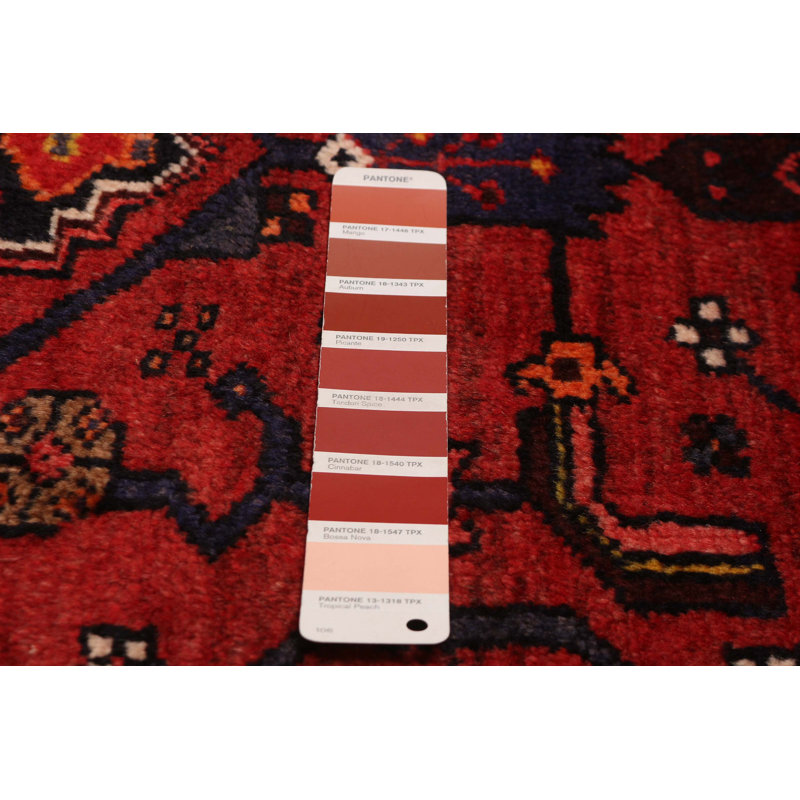 Tapis rouge en laine noué à la main 3 pi 5 po x 10 pi 0 po Anadol