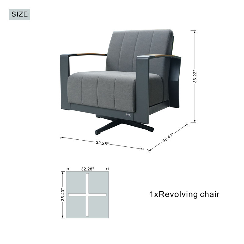 Derral Swivel Aluminum Outdoor Lounge Chair