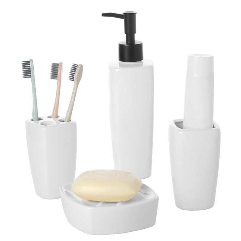 Ensemble d'accessoires de salle de bain en céramique 4 pièces Natishia