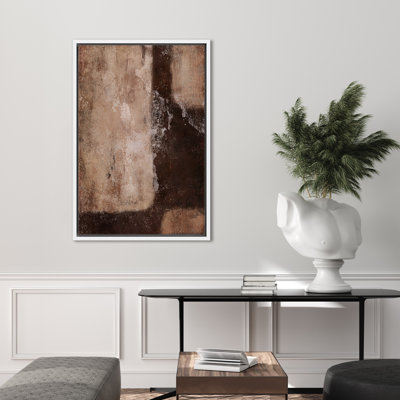 Abstract Shape " Dark Brown Neutral Abstract Shapes Large Rustic Framed Art Decor Minimalist M27 "