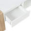 Table basse tendance très brillante avec 2 tiroirs, compartiments cachés, tablette ouverte, blanc, 41,3 po x 23,6 po, design moderne