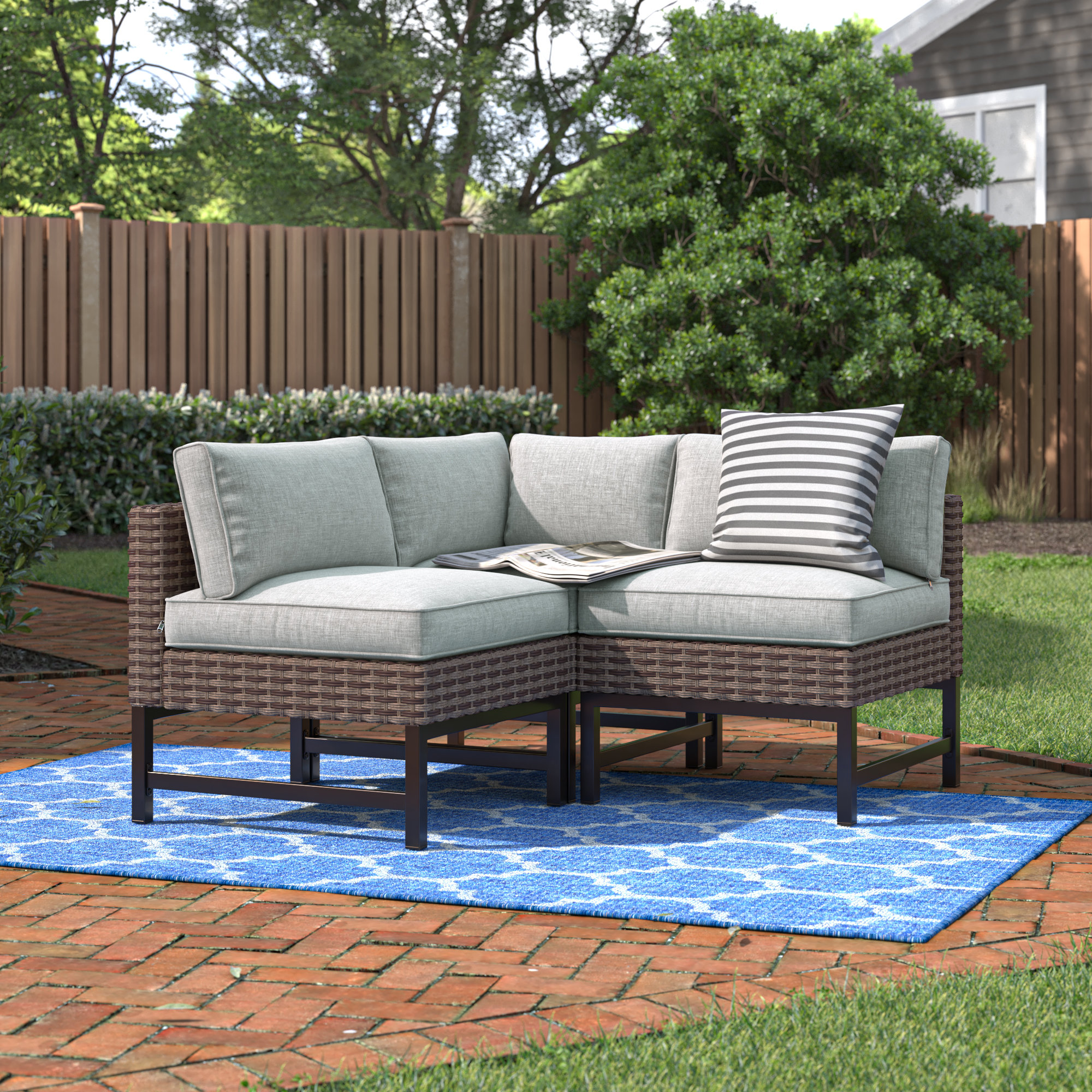 Andover Mills™ Hesse 53.4'' Outdoor Patio Sectional with Sunbrella® Cushions & Reviews Wayfair
