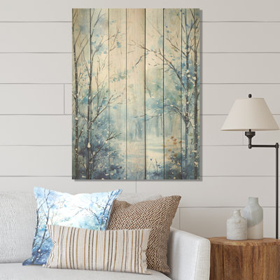 «Winter Landscape Snowfall Forest IV - Winter Landscape on Wood Print»