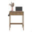 Bureau Eagar minimaliste, structure robuste avec barre de support inférieure et surface de travail fonctionnelle, chêne clair.