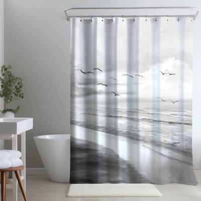 Shower Curtain CO61 – Polyester Shower Curtain, Dye Sublimation Print, 71" W × 74" L