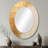 Gold And White Abstract Split - Modern Oval Wall Mirror-1761897295