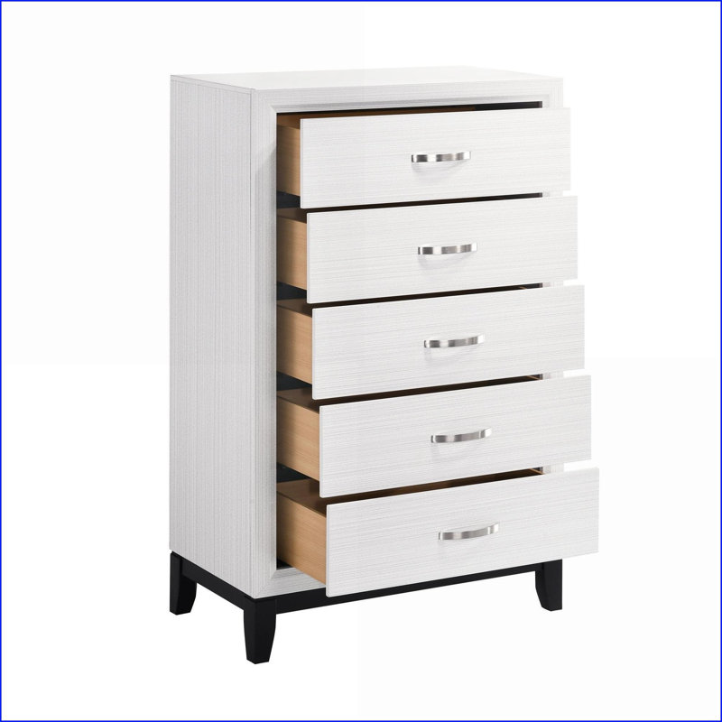 Commodes et amp; Armoire-penderie, commode blanche moderne à 5 tiroirs | Bois | Blanc