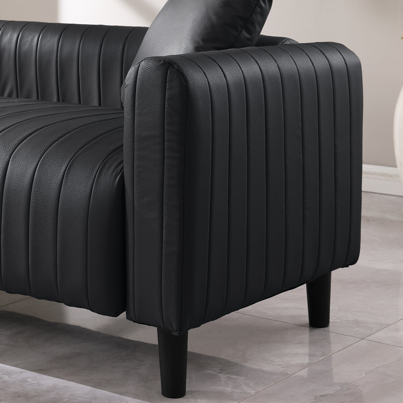 Canapé à accoudoirs rond 78,7 po, Noir, H 24,4 po x l 40,5 po x P 33,5 po