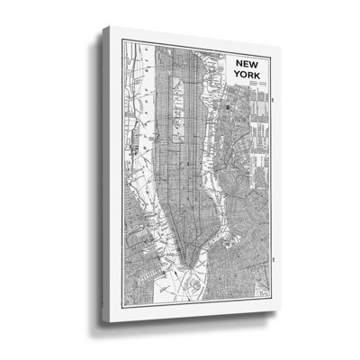 Carte inversée de New York - Impression sur toile