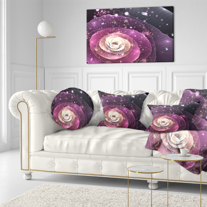Coussin décoratif à fleurs roses et étincelles - imprimé floral
