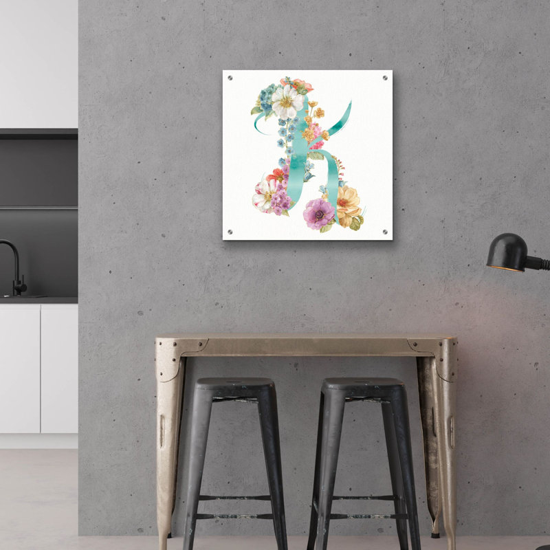 «Rainbow Seeds Monogram K» par Lisa Audit, art mural en verre acrylique, H 24 po x l 24 po x P 0,2 po