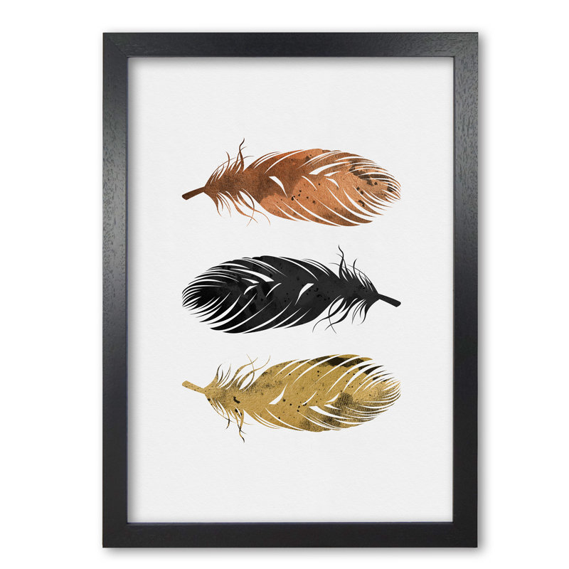 Feathers - Print, 30 cm H x 21 cm W x 5 cm D, Black Grain Frame