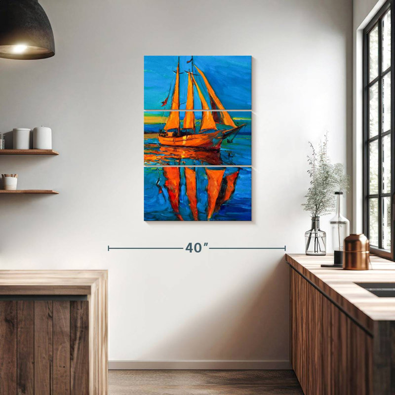 Voilier Mehar Sunlit en mer, H 38 po x l 24 po