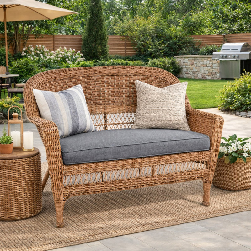 Loveseat Olefin Cushion- Dark Grey, Dark Gray