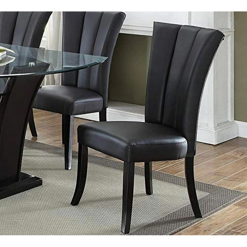 Ensemble de 2 chaises de salle à manger modernes en similicuir noir