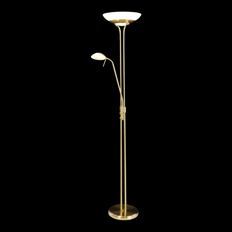 Valentin 180cm LED Torchiere Floor Lamp, Brass matt, 1 x 16.7W LED, 18.7V + 1 x 4.5W LED, 9.4V